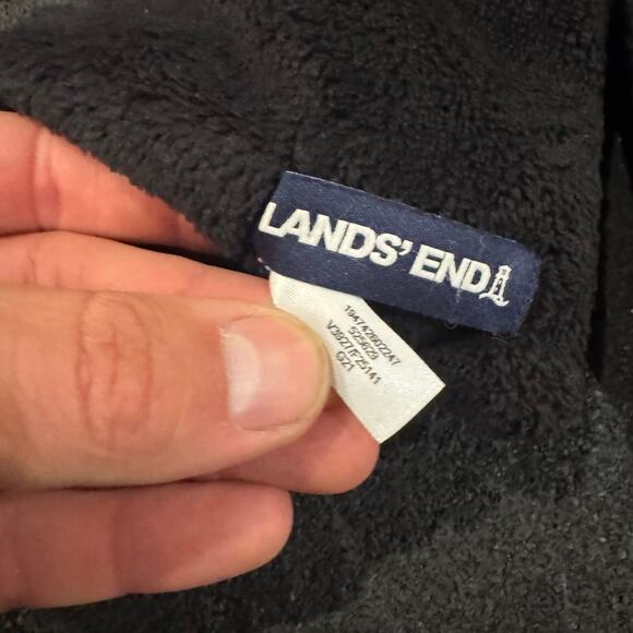 Black Lands End Padded Pull Through Scarf Fleece Puffer - Picture 3 of 5